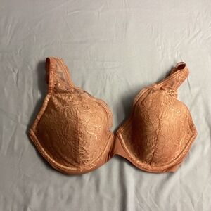 ThirdLove Graphic Lace Plunge Bra Sexy Lingerie Comfort Support 30G‎ Rust Gold